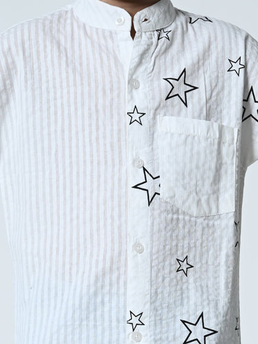 Boys Star Printed Half Sleeve Shirt - RueCollections